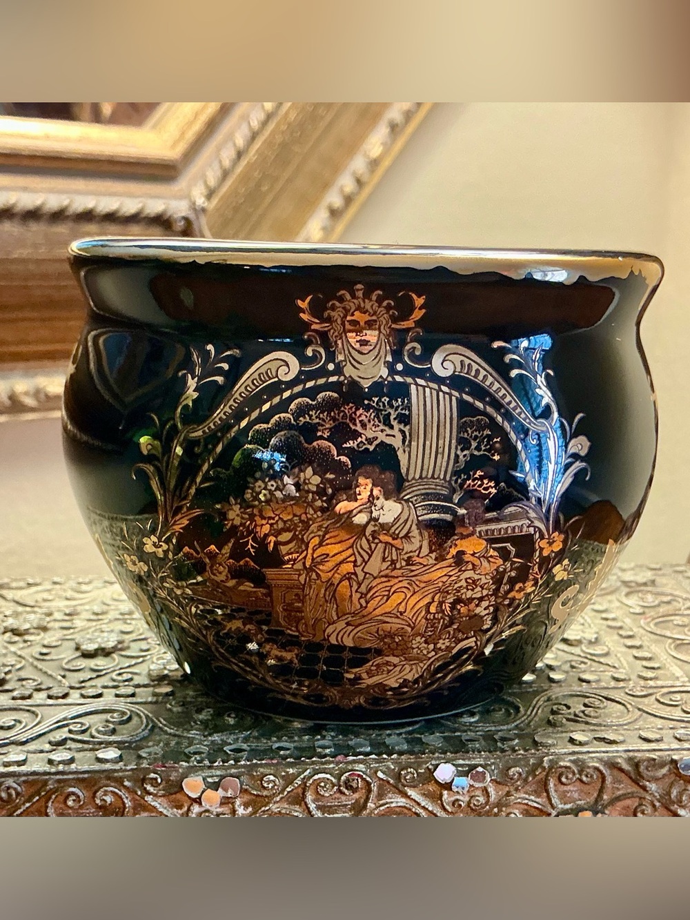 Vintage Chinese Export Porcelain Cachepot (Fishbowl Planter) 3”